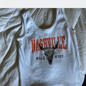 White Nashville Wild West Cropped Tank Top